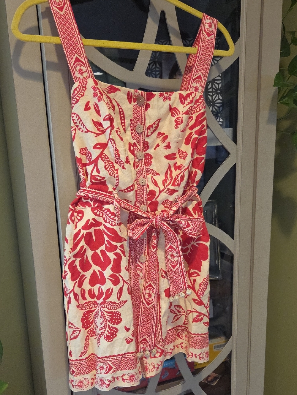 Sleeveless Pink Floral Print Cotton Dress